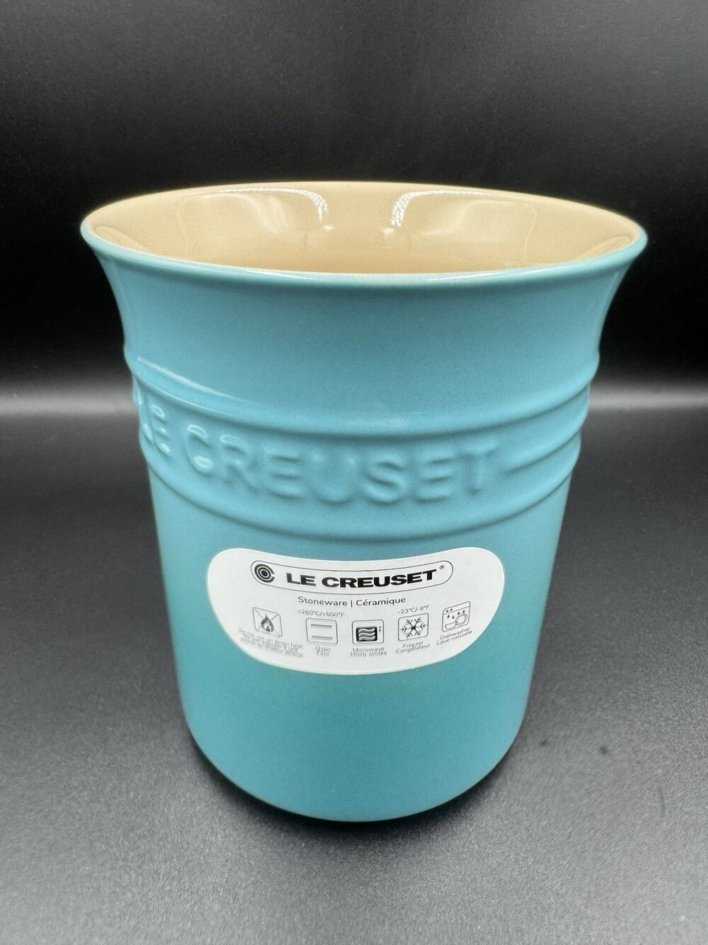 Le Creuset Caribbean Utensil Stoneware 1.1 Quart Crock Seconds Vase 5.75 H NIB